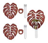 MAYJOYDIY 2 Ensemble de Jardinières Murales en Bois à Suspendre de Feuille de Monstera Station de Propagation Murale Support de 2 Tubes à Essai Vase pour Décor de Maison de Bureau de Jardin