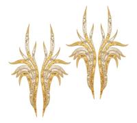 MAYJOYDIY 2 paire de Tissu en Dentelle à Paillettes Dorées 3D Appliques de Broderie Florale Patch de Robe Brodé Noble Sexy Col Coudre Patchs pour Bricolage Couture Cheongsam Mariée Vêtements Décor