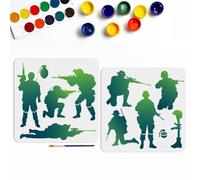 MAYJOYDIY 2 pochoir de Soldat de L'Armée 30×30cm 8 styles Pochoir de Peinture D'Infanterie avec Pinceau Pochoir de Dessin de Silhouette de Soldats pour Toile Décoration Murale de Meubles