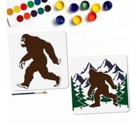 MAYJOYDIY 2 pochoir Réutilisable pour Animaux Sauvages Motif Forêt Gorille 30x30cm avec Pinceau pour Décoration Murale Sol Bois Papier