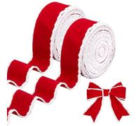 MAYJOYDIY 2 Rouleaux 20m Ruban Décoratif Velours Noël 6.6cm de Largeur Ruban Velours Rouge avec Fil Intégré et Bordure Décorative pour Arbre de Noël pour Fabrication de Grand Nœud Couronne Fête