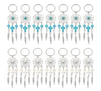 MAYJOYDIY 20 Porte Clés Attrape Rêves en Cristal 2 couleurs Pendentif Pompon Breloque Plume Croix Décoration Chrétienne pour Bricolage Bijoux Artisanat Voiture Sac Maison Ornements Suspendus