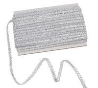 MAYJOYDIY 20m Garniture Tresse Gimp Argent en Forme de S 6mm de Large Ruban de Garniture en Dentelle Garniture de Tresse Tissée Décorative Garniture en Tissu pour Sac à Coudre DIY Artisanat Costume