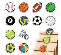 MAYJOYDIY 24pcs 12 Styles Pinces à Chips Sportives en Acrylique en Forme de Balles Baseball Basketball Volleyball pour Sachet Fermeture Étanche Pince pour Sacs de Conservation Alimentaire Fermeture