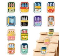 MAYJOYDIY 24pcs 12 styles sardinier boîtes acrylique pinces à chips océan poisson sac scelleur avec motif tomate et fleur pinces à sac pour conservation des aliments étanchéité à l'air prise