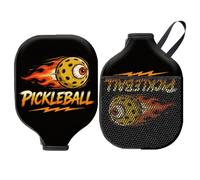 MAYJOYDIY 2pcs Housse de Raquette de Pickleball Text Eyeball Pickleball 30.5x20.3cm Flame Trail Néoprène Manchon de Raquette avec Fermeture pour Raquettes Standard pour Sport Hommes Femmes Cadeau