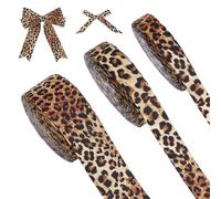 MAYJOYDIY 3 Rouleaux de Ruban Léopard Impression Guépard Ruban Gros Grain Tache Léopard Marron 16mm/20mm/39mm pour Bouquet Emballage Cadeau Fabrication Nœuds Couronne Décoration Fête