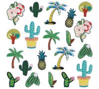 MAYJOYDIY 30pcs Patchs Thermocollants Cactus et de Cocotier Coudre Ou Motif D'Ananas Fleurs Ou de Plantes Brodés Personnalisés pour Réparation de Vêtements Sacs Housses D'Oreiller Décoration DIY