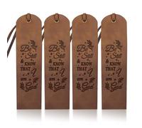 MAYJOYDIY 4 Marque Page en Cuir avec Verset Biblique en Feuille D'Olivier 5 × 18cm Marque Pages Vintage de D'Étoile Marque Pages Soyez Tranquille pour les Amoureux des Livres Hommes et Femmes