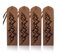 MAYJOYDIY 4 Marque Page en Cuir de Montagne 5×18cm Paysage Naturel Sauvage Marque Page Marron Marque Pages Modernes avec Corde en Cuir pour Hommes Femmes Amoureux des Livres Écrivains et Amis Cadeaux