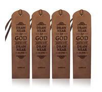 MAYJOYDIY 4 marque Pages Bibliques en Cuir de Vachette Véritable 5 × 18cm Marque Pages Chrétiens Cadeau Chrétien pour Hommes et Femmes Lecture de Livres Rat de Bibliothèque Amoureux Livres Lecteurs