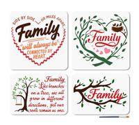 MAYJOYDIY 4 pochoir Familial D'Amour 30x30cm /29.7 × 21cm Motifs de Dessin en Forme D'Arbre et de Cœur avec Pinceau pour Décoration Murale Bois Tissu Album Scrapbooking