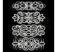 MAYJOYDIY 4 style Floral Strass Thermocollant Transfert de Chaleur Autocollant Tourbillonnant Fleur Hot Fix Strass Dentelle Applique pour T Shirt Chapeau Veste Vêtements Sacs Bricolage Décor