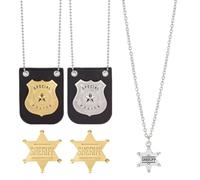 MAYJOYDIY 5 ensemble de Jeu de Rôle de Police Badges de Police Badge Adjoint du Shérif Pendentif Étoile de Shérif Accessoire Rôle de Détective pour Halloween École Salle de Classe Déguisement Cosplay