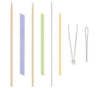 MAYJOYDIY 5 ensemble de Tissu à Rotation Rapide 2 enfile Cordon en Fer Enfile Cordon Facile à Tirer Pince Autobloquante 3 tourne Tubes en Bois pour Tissus Élastiques Couture Cordon Enfile Corde