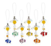 MAYJOYDIY 6pcs Charmes de Téléphone Poisson Céramique Kit de Porte-clés Poisson Céramique Mignons Multicolores Charmes de Téléphone Mignons pour Sac Airpods Caméra Pendentif Décor
