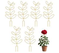 MAYJOYDIY 6pcs Treillis Doré pour Plantes en Pot Construction Métallique Robuste Support pour Plantes Grimpantes d'Intérieur Petite Forme de Feuille pour Lierre d'Intérieur Support de Fleurs