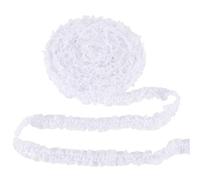 MAYJOYDIY 9.1m 40mm Blanc Satin Organza Volanté Dentelle Bordure Froncée Plissée Mousseline de Soie Ruban Élastique Extensible Dentelle Bordure pour Tissu Couture Brodée Applique Mariage Fête Décor