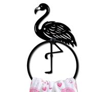 MAYJOYDIY Anneau Porte Serviette en Métal Flamant Rose Rustique Porte Serviette Animal Flamant Rose pour Anneau Porte Serviette de Bain Mural pour Salle de Bain Cuisine Décoration D'Intérieur Cadeau