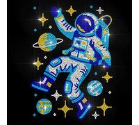 MAYJOYDIY Astronaute Strass Fer Sur Decal Spaceman Hotfix Transfert Autocollant Univers Transfert de Chaleur Patch Brillant Applique pour T-shirt Chapeau Veste Vêtement Sac Bricolage Décor