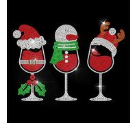 MAYJOYDIY Autocollant Thermocollant à Strass pour Verre à Vin de Noël Motif Bonnet de Noël Bonhomme de Neige Renne pour Vêtements Chemises Sacs Chapeaux Vestes Jeans Chaussures Loisirs Créatifs