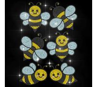 MAYJOYDIY Autocollant thermocollant en forme d'abeille avec strass pour transfert de chaleur Motif abeille Ailes d'insectes Hornet Bling Décoration de vêtements pour chemise, sac, chapeau, veste