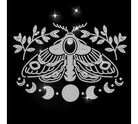 MAYJOYDIY Autocollant thermocollant en forme de papillon de lune avec strass pour transfert de chaleur - Pour chemise, sac, chapeau, veste, jeans, chaussures, loisirs créatifs