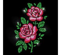 MAYJOYDIY Autocollant Thermocollant en Strass avec Roses de Jardin Magnifique Autocollant de Transfert à Chaud Patch de Transfert Thermique pour T Shirt Chapeau Veste Sac à Vêtements Décoration DIY