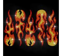 MAYJOYDIY Autocollant Thermocollant en Strass Effet Flammes Transfert Thermocollant Flammes Flamboyantes Décoration de Vêtements Applique pour Chemise Sac Chapeau Veste Jean Chaussures Bricolage