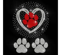 MAYJOYDIY Autocollant Thermocollant en Strass Motif Pattes de Chien Motif Animal de Compagnie Transfert à Chaud Empreintes Pattes Mignonnes Applique pour T Shirt Chapeau Veste Vêtements Décoration DIY