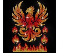 MAYJOYDIY Autocollant Thermocollant en Strass Représentant des Flammes de Phénix Thermocollant Motif Feu Brûlant Décoration de Vêtements pour Chemises Sacs Chapeaux Vestes Jeans Loisirs Créatifs