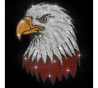 MAYJOYDIY Autocollant Thermocollant Tête D'Aigle Strass Thermocollant Motif Aigle à Tête Blanche Scintillant Transfert Thermique Oiseaux Animaux Sauvages Applique pour Chemise Sac Chapeau Veste