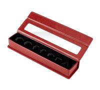 MAYJOYDIY Boîte à Dés Rectangulaire en Cuir à 7 Emplacement avec Couvercle Transparent pour Donjons et Dragons Maître du Jeu et Joueur de MTG, Rouge Foncé