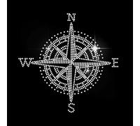 MAYJOYDIY Boussole Strass Fer Sur Hotfix Transfert Bling DIY Strass Transfert de Chaleur Patch 20×20cm Hot Fix Boussole Décalcomanies Vêtements Réparation Applique pour Vêtements des Sacs Pantalon