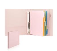 MAYJOYDIY Classeur 3 Anneaux en Cuir Rose Organisateur de Documents Professionnel 2.5cm Anneaux Lettre 21.6x27.9cm Classeur avec Planchette et 5 Intercalaires pour Usage Bureau et École