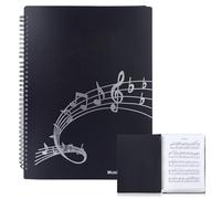 MAYJOYDIY Classeur à Partitions pour Piano 32×25cm 40 pochettes Plastiques 80 pages à Spirale pour Chorale Orchestre Ensemble Musical (Noir)
