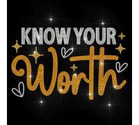 MAYJOYDIY Connais Ta Valeur Strass Thermocollant Inspiré Par des Mots en Forme de Cœur Autocollant Thermocollant Motif Cœur Idéal pour Vêtements Shirts Vestes Housses à Vêtements Décoration