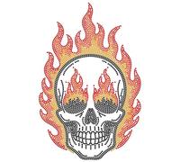 MAYJOYDIY Crâne avec Motif de Flamme Strass Thermocollant Hotfix Transfert Autocollant Feu Squelette Bling DIY Patch T Shirt Gilet Chaussures Chapeau Veste Décor Vêtements DIY Accessoires