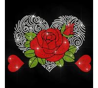 MAYJOYDIY Cœur et Fleur Autocollant Thermocollant en Strass Cristal Patch Thermocollant pour Réparation de Vêtements pour T Shirt Chapeau Veste Sac Décoration DIY