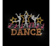MAYJOYDIY Danseur "DANCE" Texte Strass Fer Sur Transfert Hotfix Feuille de Musique Étoile Note Bling DIY Patch Réparation de Vêtements Hot Fix Applique pour T Shirt Veste Sac Jeans Artisanat