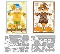 MAYJOYDIY Découpes Métalliques Automne Épouvantail Coquelicots et Oiseau Dies de Découpe Gabarit de Gaufrage Citrouille Feuilles Glands pour Création de Cartes Album Scrapbooking Décoration