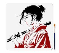 MAYJOYDIY Ensemble de Pochoirs à Motifs de Samouraï Japonais Pochoirs de Peinture Geisha Swordsman Modèle de Dessin à Thème Humain Réutilisable de 30cm avec Pinceau pour Scrapbooking DIY Album Photo