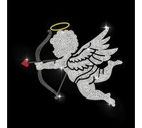 MAYJOYDIY Eros Cupidon Strass Thermocollant Arc et Flèche Autocollant Romantique pour Vêtements Applique pour la Saint Valentin T Shirt Sac Jeans Loisirs Créatifs