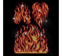 MAYJOYDIY Flammes Strass Fer Sur Hotfix Strass Flammes Flammes Appliqué Transfert de Chaleur de Feu Brûlant Autocollant Bling Patch Réparation Applique pour T Shirts Sac Chaussures Chapeau DIY Décor