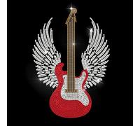 MAYJOYDIY Guitare et Ailes Strass Thermocollant Transfert Hotfix Guitare Instrument Bling Bricolage Patch Réparation Cristal Hot Fix Applique pour T Shirt Veste Sac Jean Artisanat Vêtements Accessoire