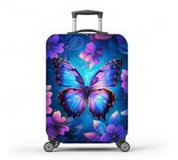 MAYJOYDIY Housse de Protection pour Valise Motif Papillon Motif Fleurs Violettes Élastique Anti-poussière Anti-rayures Lavable Taille M Convient aux Bagages de 55 63.5cm
