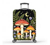 MAYJOYDIY Housse de Valise Élastique Champignons Lune Protection Anti-Rayures Anti-Poussière Lavable pour Bagages Taille L Adaptée aux Valises 26-28 Pouces/66cm-71cm Design Forêt Champignons