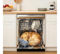 MAYJOYDIY Housse lave vaisselle Retriever Chien dort Housse lave vaisselle | Décalque réutilisable pour panneau avant de réfrigérateur Housse de réfrigérateur mignonne pour animal de compagnie 58.5x66cm