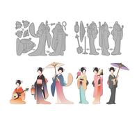 MAYJOYDIY Japonais Geisha Matrices de Découpe Métallique Kimono Dame Poinçons de Découpe Huile-Papier Parapluie Lanternes Gabarit de Gaufrage pour Création de Carte Album Scrapbooking Décoration