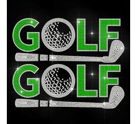 MAYJOYDIY Lettre Strass Thermocollant Golf Bling Diamant Hotfix Patchs Clubs de Golf Thermocollant Hotfix Transfert Applique pour Jeans Veste Casquettes Sac T Shirts Chaussures DIY Décor